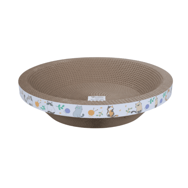 <strong>Guau!</strong> Rascador de Cartón para Gatos Circular, Con Catnip, Café con Diseños, 55 cm