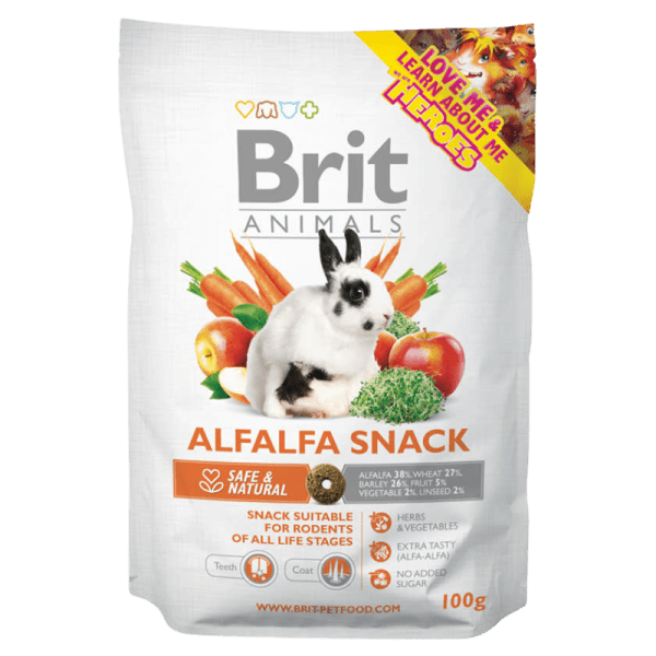 <strong>Brit Animals</strong> Alfalfa Snack for Rodents, Snack para Roedores de Alfalfa en pellets, bolsa de 100 gr