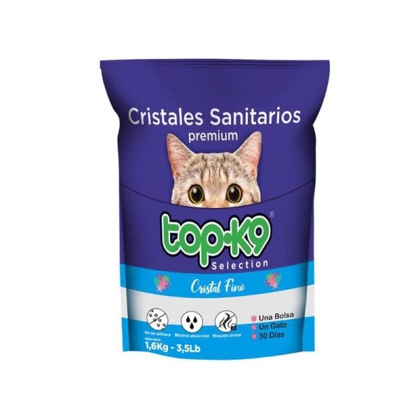 <strong>Top-K9</strong> Arena Sanitaria de Cristal Fino para Gatos, Rápida Absorción, 1.6 kg