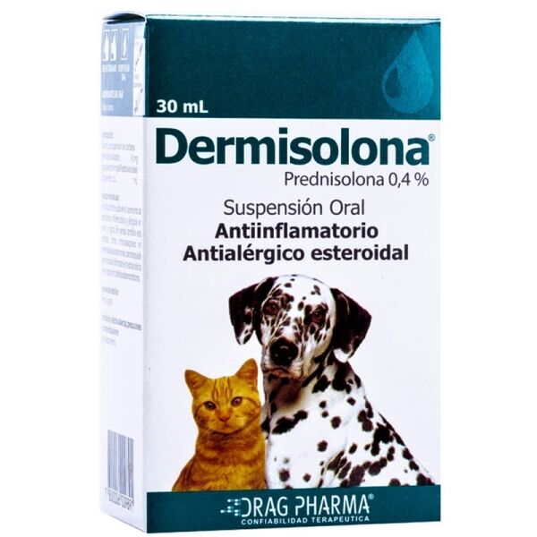 <strong>Dermisolona</strong> Solución Oral, Antiinflamatorio y Antialérgico para Perros y Gatos, frasco de 30 ml