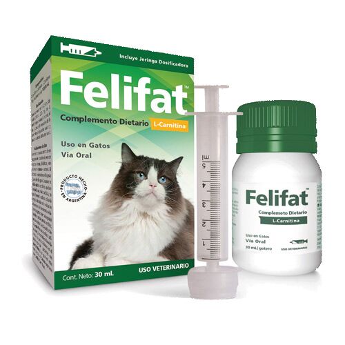 <strong>Felifat</strong> Suplemento L‑Carnitina para Control de Peso, Lipidosis e Hipertiroidismo en Gatos, frasco de 30 ml