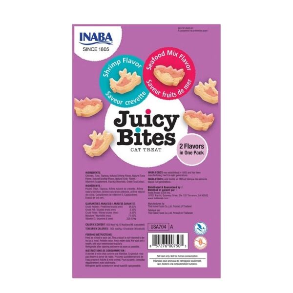<strong>Inaba</strong> Juicy Bites, Snack Suave y Húmedo para Gatos, Camarón y Mariscos, 3 sachets de 11 gr - Imagen 2