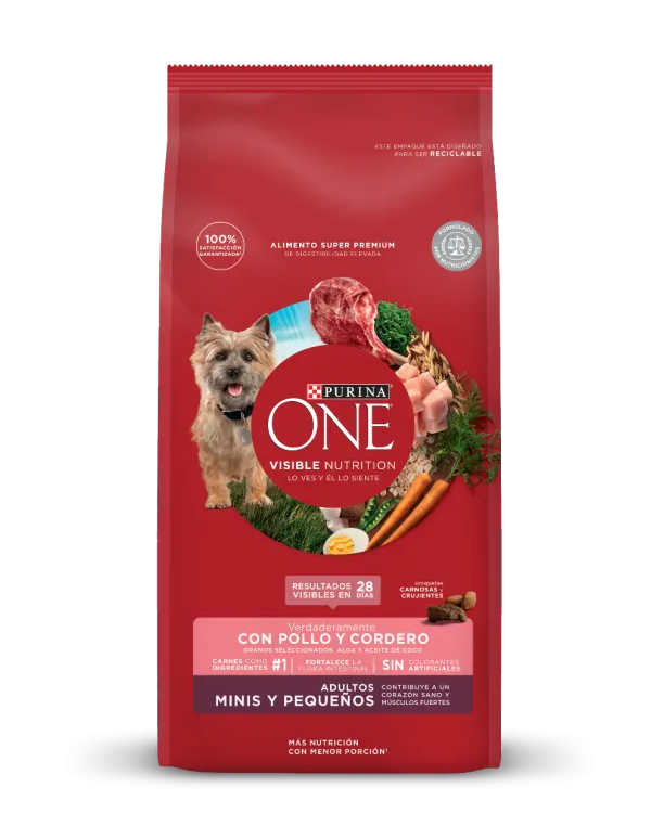 <strong>Purina ONE</strong> Alimento Seco para Perros, Adulto, Raza Mini/Pequeña, Pollo y Cordero, bolsa de 2-6 kg