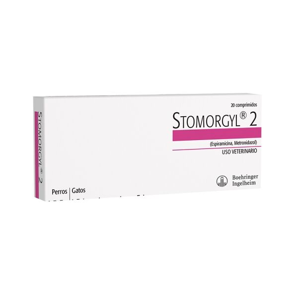 <strong>Stomorgyl</strong> 2 (espiramicina-metronidazol), Antibiótico para Perros y Gatos, 20 comprimidos