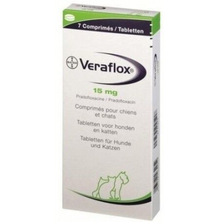 <strong>Veraflox</strong> (pradofloxacino), Antibiótico para Perros y Gatos, 15 mg, 7 comprimidos