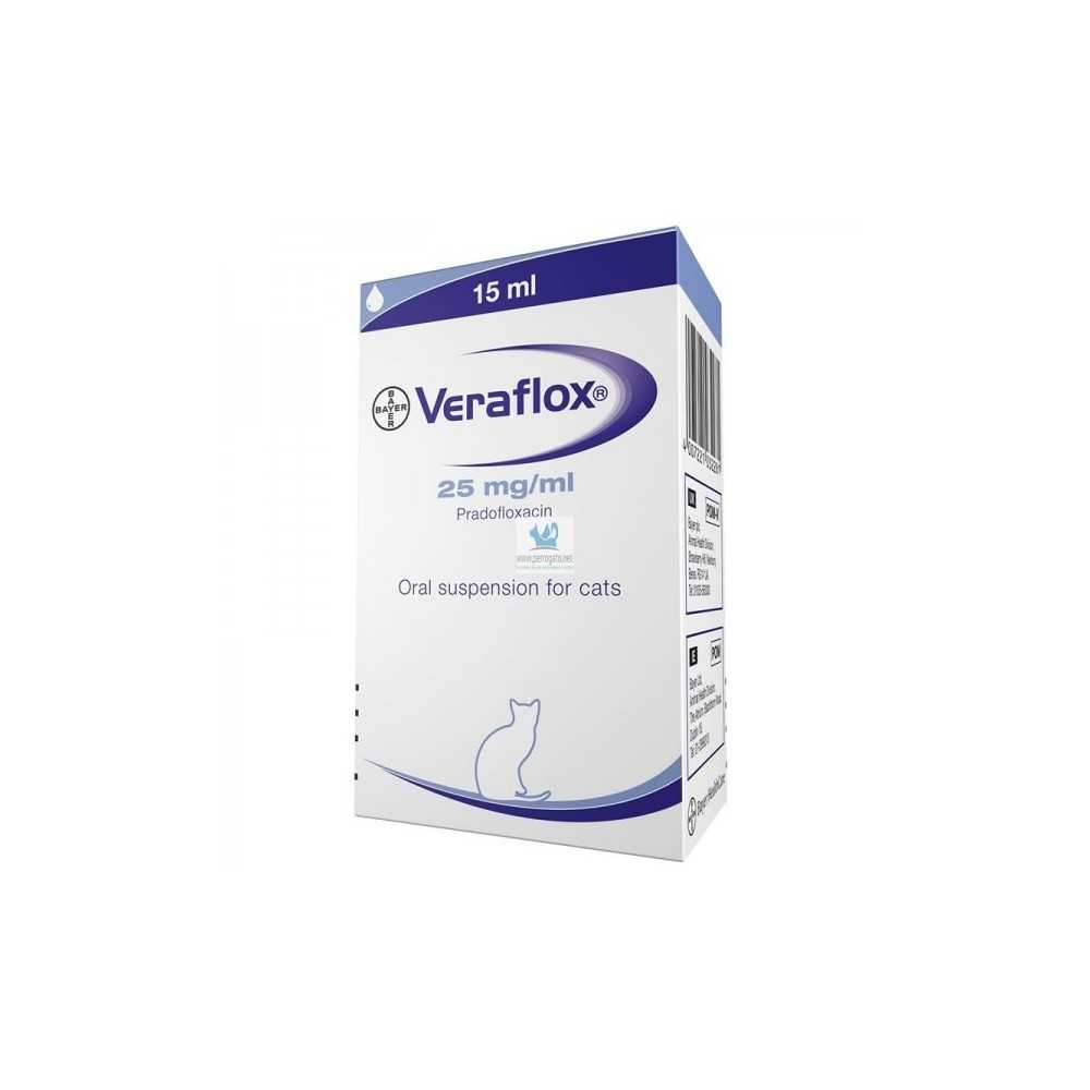 <strong>Veraflox</strong> (pradofloxacino) Suspensión Oral, Antibiótico en Jarabe para Gatos, frasco de 15 ml