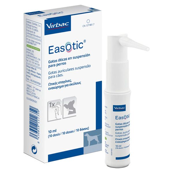 <strong>EasOtic</strong> Solución Ótica, Tratamiento Infección e Inflamación Otitis para Perros, frasco de 10 ml