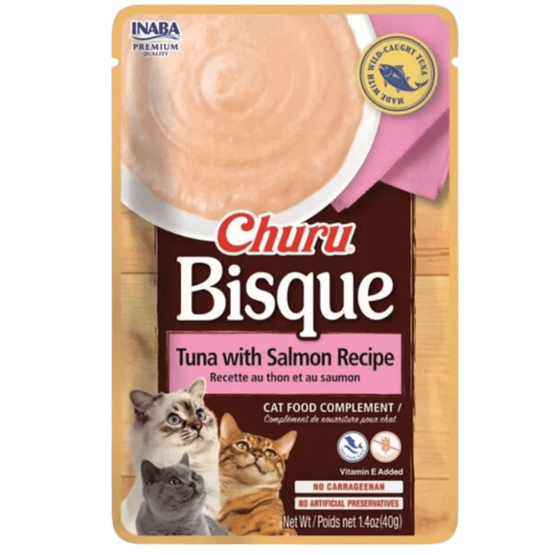 <strong>Inaba</strong> Churu Bisque, Snack Húmedo Cremoso para Gatos, Atún y Salmón, sachet de 40 gr