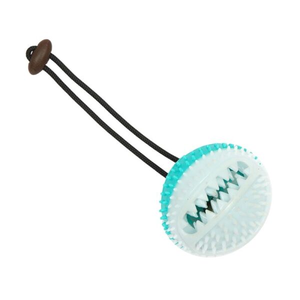 <strong>Guau!</strong> Pelota con Relieve y Cascabel para Perros, color Calipso y Blanco, diámetro de 7 cm