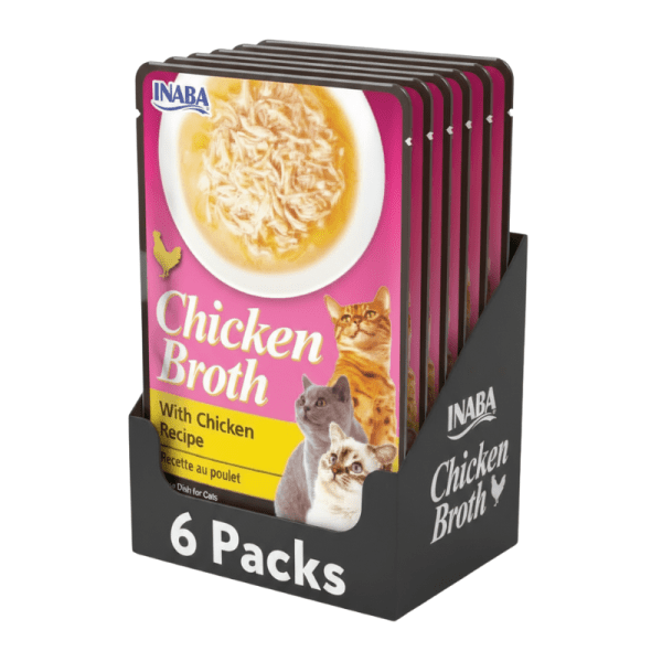 <strong>Pack: Inaba</strong> Churu Chicken Broth, Snack Húmedo para Gatos, Caldo de Pollo con Salmón, 6 sachet de 50 gr