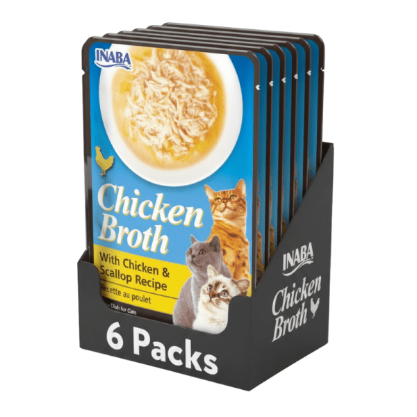 <strong>Pack: Inaba</strong> Churu Chicken Broth, Snack Húmedo para Gatos, Caldo de Pollo con Ostión, 6 sachet de 50 gr