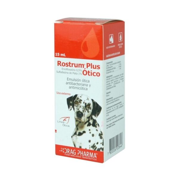 <strong>Rostrum</strong> Plus Solución Ótica, Antibacteriano y Antimicótico para Otitis en Perros, frasco de 15 ml (RECETA RETENIDA)