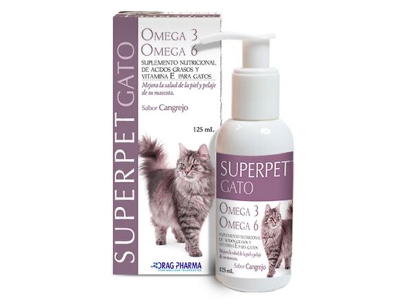 <strong>SuperPet</strong> Gato, Omega 3-6, Suplemento Nutricional para Piel y Pelaje en Gatos, botella de 125 ml