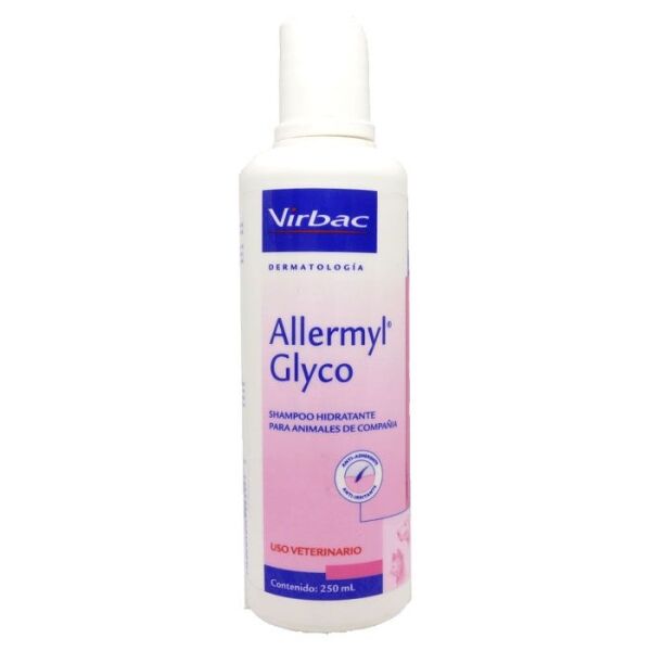 <strong>Allermyl</strong> Glyco, Shampoo Dermatológico Hidratante para Perros y Gatos con Piel Sensible y Alérgica, Botella de 250 ml