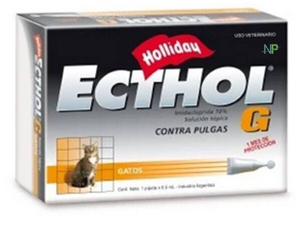 <strong>Holliday</strong> Ecthol G Solución Tópica, Antiparasitario Externo para Gatos, hasta 5 kg, 1 pipeta (dosis mensual)