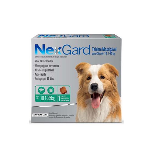 <strong>Nexgard</strong> Antiparasitario Externo para Perros, 10-25 kg, 1-3 comprimidos masticables (dosis mensuales)