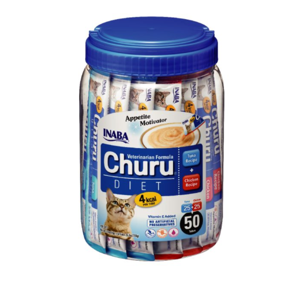<strong>Inaba</strong> Churu Veterinarian Diet, Snack Húmedo Cremoso para Gatos, Apertura de Apetito, Balde de 50 tubos