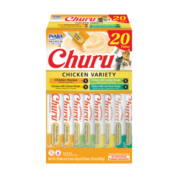 <strong>Inaba</strong> Churu Cat Chicken Variety, Snack Húmedo para Gatos, Variedades de Pollo, caja de 20 unidades