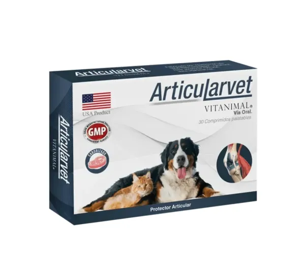 <strong>Articularvet</strong> Suplemento Natural Cuidado de Articulaciones para Perros y Gatos, 300 mg, 30 comprimidos