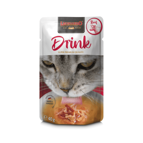 <strong>Leonardo</strong> Drink Beef, Sopa de Vacuno, Alimento Húmedo para Gatos, sachet de 40 gr