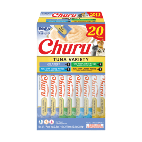 <strong>Inaba</strong> Churu Cat Tuna Variety, Snack Húmedo para Gatos, Variedades de Atún, caja de 20 unidades