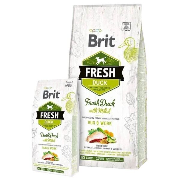 <strong>Brit Fresh</strong> Duck with Millet Run and Work, Alimento Seco para Perros Actividad y Trabajo, Pato con Mijo, bolsa de 2.5-12 kg