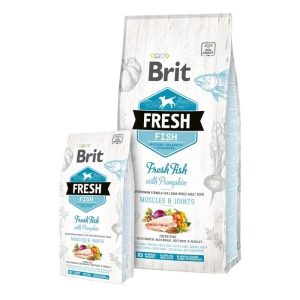 <strong>Brit Fresh</strong> Fish with Pumpkin, Alimento Seco para Perros, Adulto, Raza Grande, Pescado con Calabaza, bolsa de 2.5-12 kg