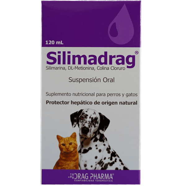 <strong>Silimadrag</strong> Suplemento Hepático Natural, Silimarina, Metionina y Colina para Perros y Gatos, botella de 120 ml