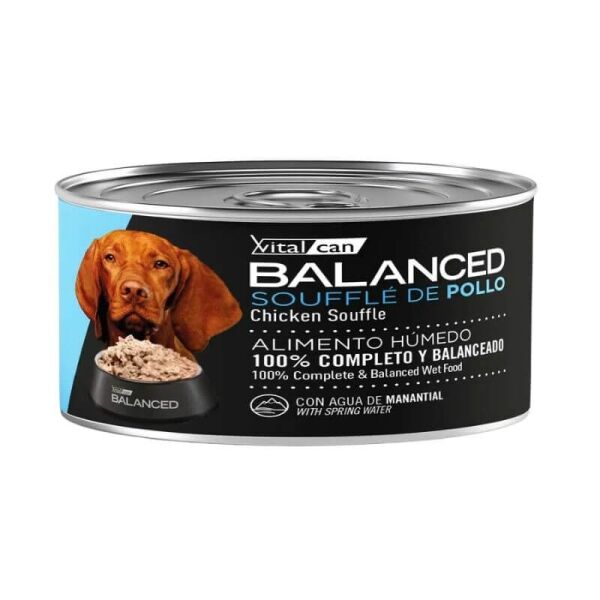 <strong>Vitalcan Balanced</strong> Soufflé de Pollo, Alimento Húmedo para Perro Adulto, lata de 85 gr