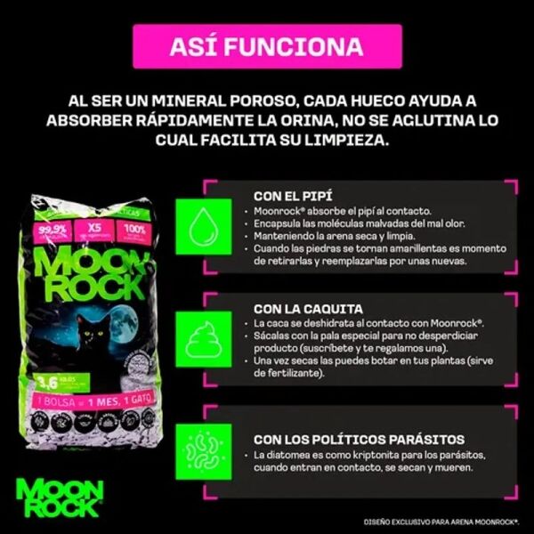 <strong>MoonRock</strong> Arena Sanitaria Absorbente para Gatos, Piedras de Diatomea, bolsa de 3.6 kg - Imagen 2