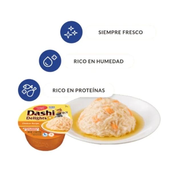 <strong>Inaba</strong> Dashi Delights, Alimento Húmedo para Gatos, sabor Pollo con Salmón, envase 70 gr - Imagen 2