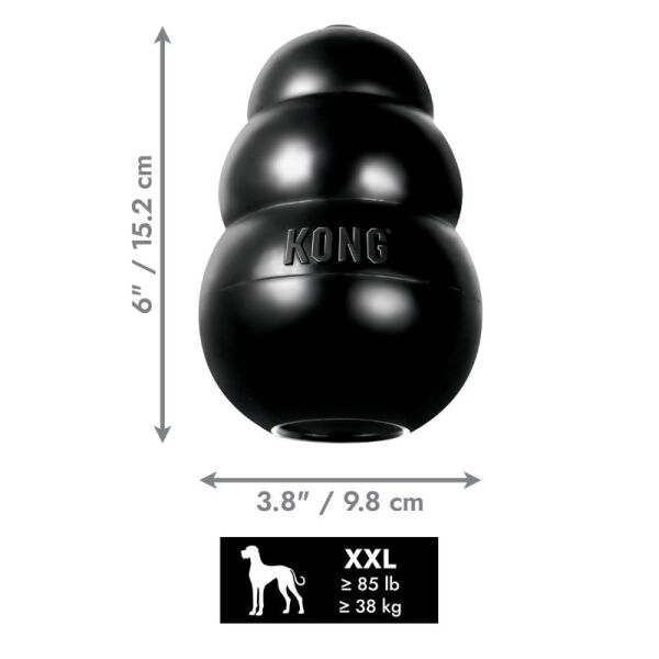 <strong>KONG</strong> Extreme, Juguete de Caucho Negro para Masticadores Tenaces, Recomendado para Perros de 38 kg o más, talla XXL - Imagen 3