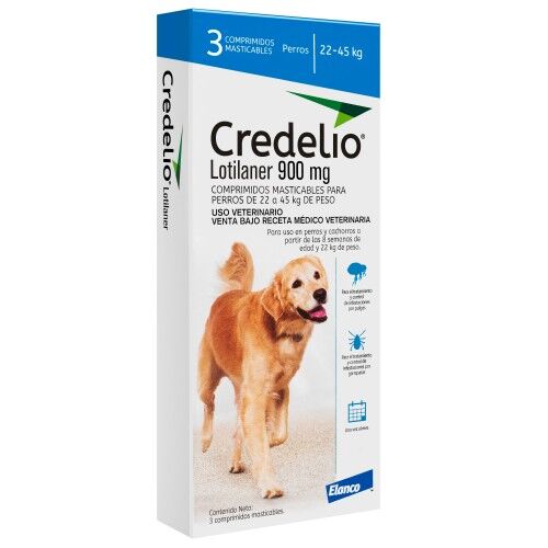 <strong>Credelio</strong> Antiparasitario Externo para Perros, 22-45 kg, 1-3 comprimidos masticables (dosis mensuales)