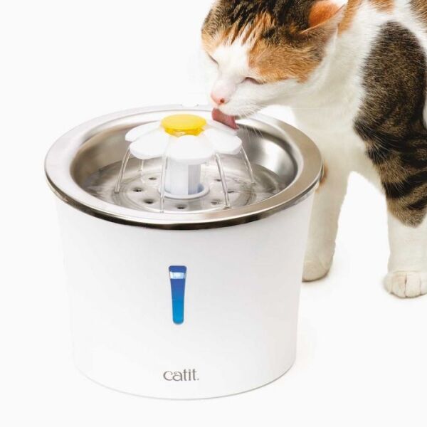 <strong>Catit</strong> Flower Fountain LED Acero Inoxidable, Fuente Bebedera para Gatos, Capacidad 3 lt - Imagen 3