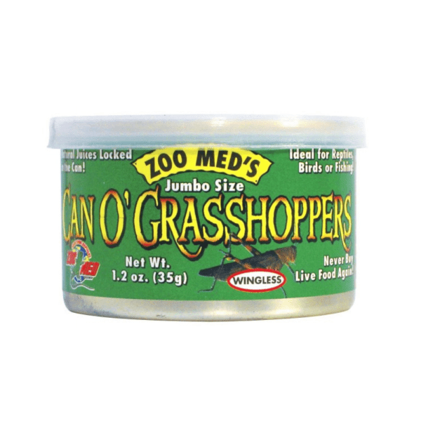 <strong>Zoo Med’s</strong> Can O’ Grasshopers, Alimento para Reptiles, Pájaros y Roedores, Saltamontes Adultos, 60 unidades, en lata