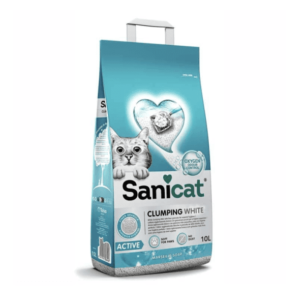 <strong>Sanicat</strong> Clumping White Active Arena Aglomerante con Aroma a Jabón de Marsella para Gatos