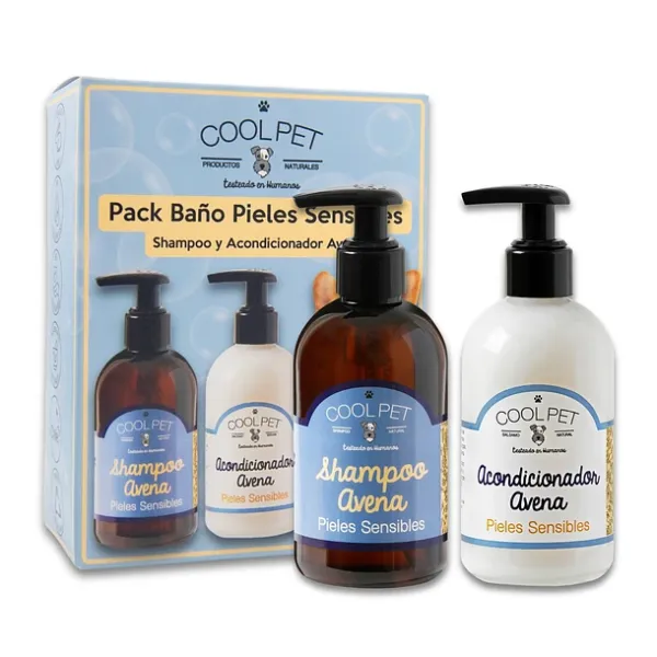 <strong>Cool Pet</strong> Baño Pieles Sensibles Shampoo y Acondicionador de Avena para Mascotas, Botellas de 250 ml - Imagen 4