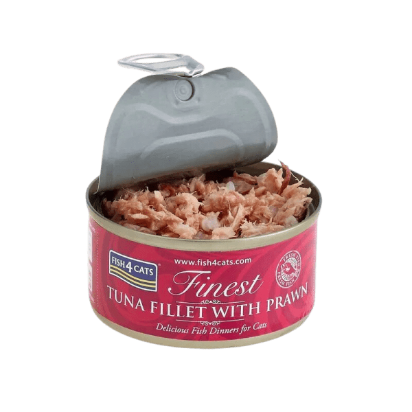 <strong>Fish 4 Cats</strong> Finest Alimento Húmedo para Gatos, Filete de Atún con Camarón, 70 gr, 6 unidades, en lata - Imagen 2