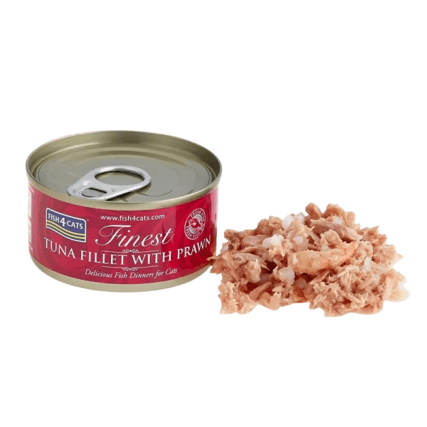 <strong>Fish 4 Cats</strong> Finest Alimento Húmedo para Gatos, Filete de Atún con Camarón, 70 gr, 6 unidades, en lata - Imagen 3