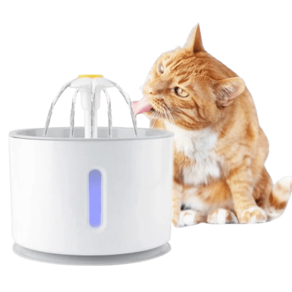 <strong>Guau!</strong> Fuente Bebedera Eléctrica con Luz LED para Gatos y Perros Pequeños, Capacidad de Agua Recirculante de Resina Antibacteriana PP de Alto Brillo, Filtro Triple Acción Incluido