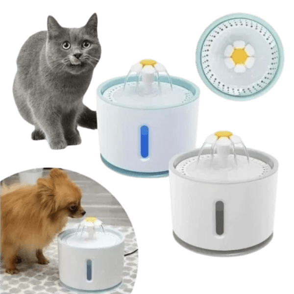<strong>Guau!</strong> Fuente Bebedera Eléctrica con Luz LED para Gatos y Perros Pequeños, Capacidad de Agua Recirculante de Resina Antibacteriana PP de Alto Brillo, Filtro Triple Acción Incluido - Imagen 2