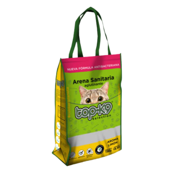 <strong>Top-K9</strong> Carbón Activo Limón, Arena Sanitaria Aglutinante para Gatos, Bolsa Reutilizable de 15 kg