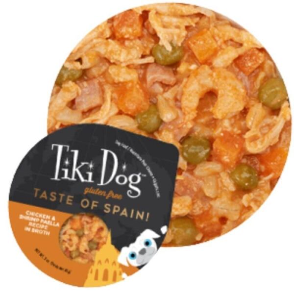 <strong>Tiki Dog</strong> Taste of The World Spain Chicken & Shrimp Paella, Alimento Húmedo para Perros, Paella de Pollo y Camarones, 85 gr - Imagen 2