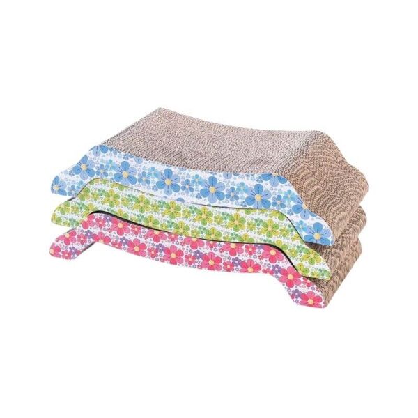 <strong>Marben Pets</strong> Rascador Trono con Diseño de Flores para Gatos, Cartón Corrugado con Catnip, Color Verde, Medidas 42x21x4 cm - Imagen 2