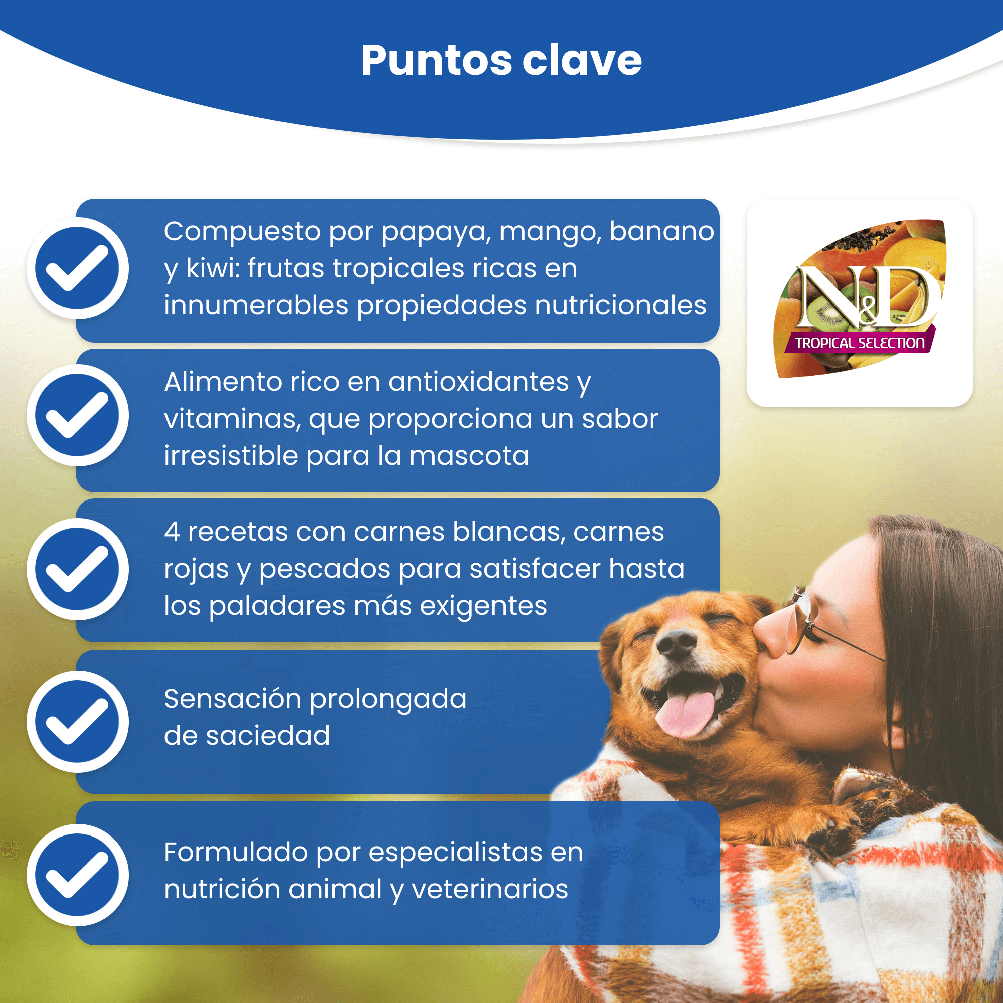 <strong>N&D</strong> Tropical Selection Adult Mini Breed, Alimento Seco para Perros Adultos, Raza Pequeña, Salmón, Cereales y Frutas Tropicales, bolsa de 2.5 kg - Imagen 3