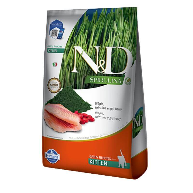 <strong>N&D</strong> Spirulina Kitten, Alimento Seco para Gatitos, Tilapia, Spirulina y Gojiberry, bolsa de 1.5 kg