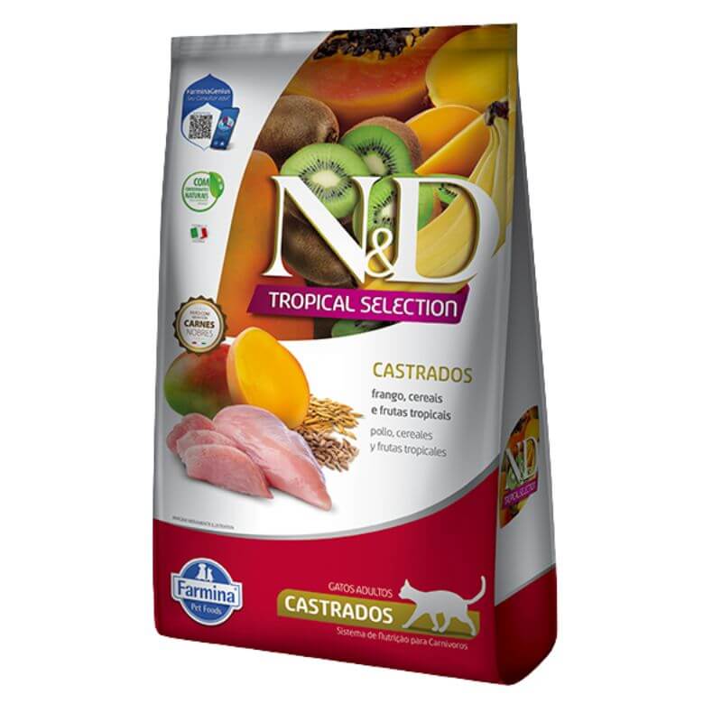 <strong>N&D</strong> Tropical Selection Adult Cat Castrados, Alimento Seco para Gatos Adultos, Castrados, Pollo, Cereales y Frutas Tropicales, bolsa de 7 kg