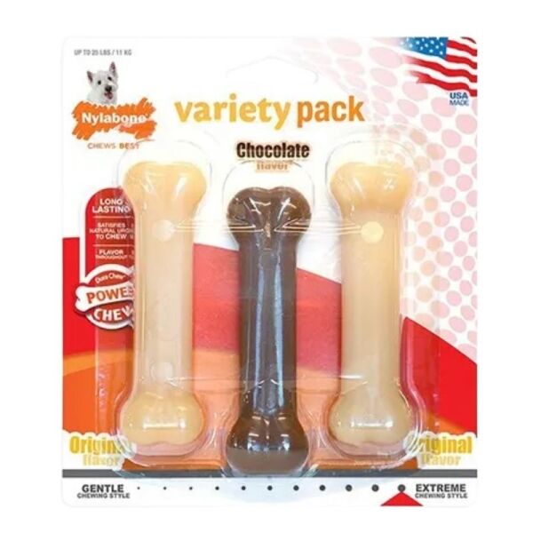 <strong>Nylabone</strong> Power Chew, Juguetes de resistencia en forma de Hueso, Tri-pack