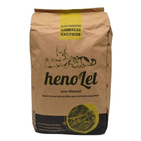 <strong>Heno Let</strong> Heno 100% Natural Alto en Fibra, para animales pequeños, 850 gr aproximado