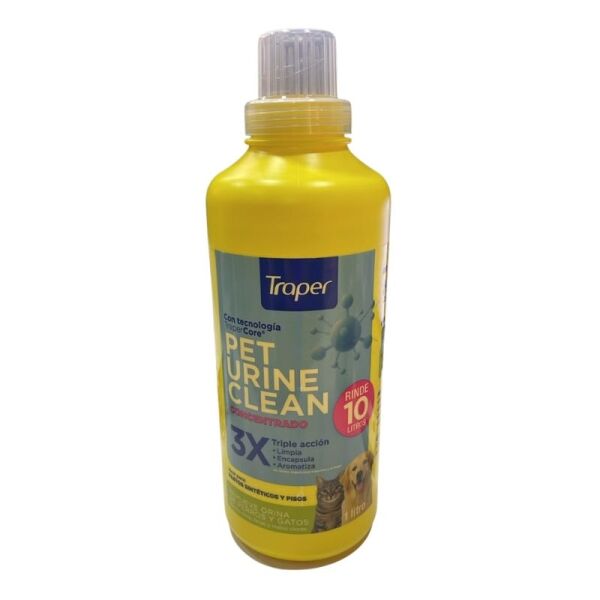 <strong>Traper</strong> Pet Urine Clean Concentrado, Removedor de Orina de Perros y Gatos, Pisos y Pasto Sintético, botella de 1 litro